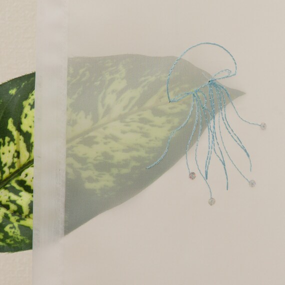 心躍る・北欧風のきらめく刺繍レースカーテン 273サイズ Fish (NTW4235 100X68X2) 7枚目画像