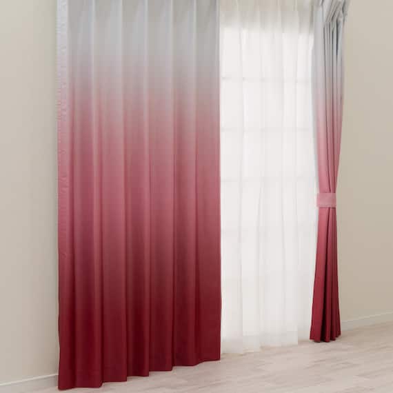 遮光2級・遮熱グラデーションカーテン(RD145 ローズ 100X110X2) 1枚目画像