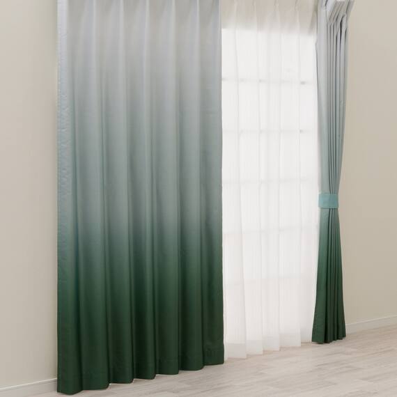 遮光2級・遮熱グラデーションカーテン(RD145 グリーン 100X110X2) 1枚目画像