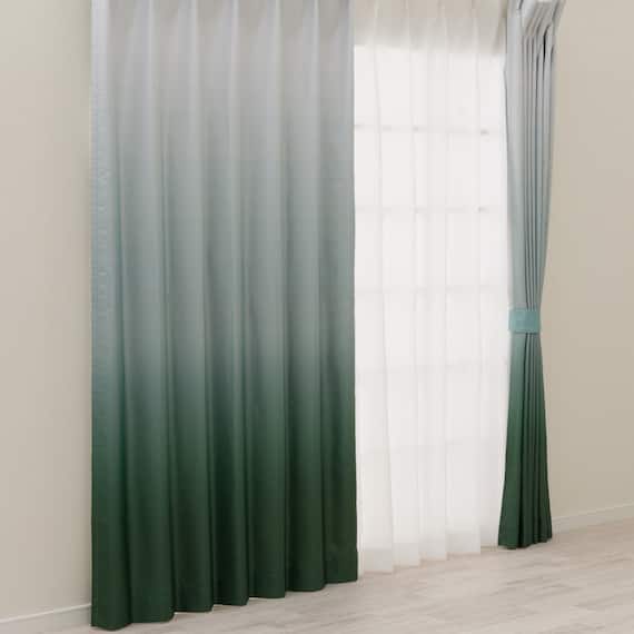 遮光2級・遮熱グラデーションカーテン(RD145 グリーン 100X110X2) 1枚目画像