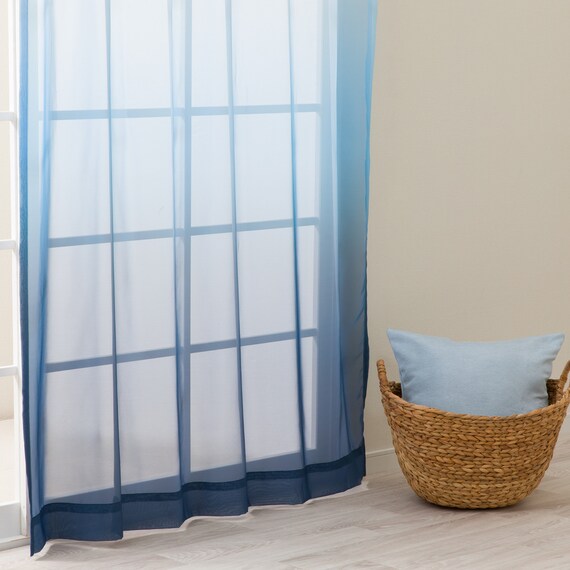 グラデーションレースカーテン(RL240 ブルー 100X108X2) 1枚目画像