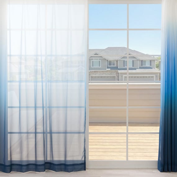 グラデーションレースカーテン(RL240 ブルー 100X108X2) 2枚目画像