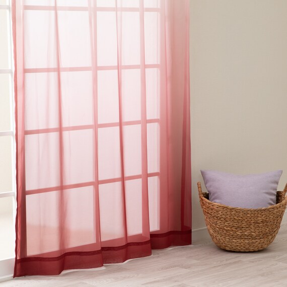 グラデーションレースカーテン(RL240 ローズ 100X108X2) 1枚目画像