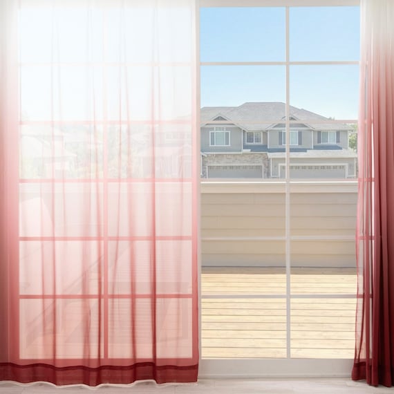 グラデーションレースカーテン(RL240 ローズ 100X108X2) 2枚目画像