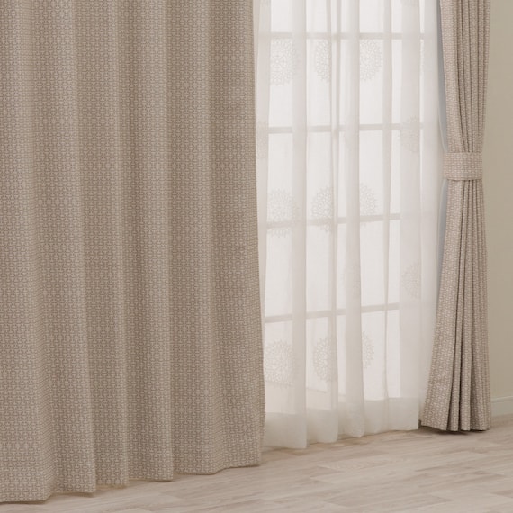 裏地付き遮光2級・遮熱ジャカードカーテン(PK273 ベージュ 100X110X2) 1枚目画像