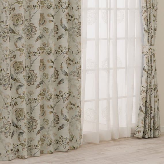 裏地付き遮光1級・遮熱ジャカードカーテン(PK278 グリーン 100X110X2) 1枚目画像