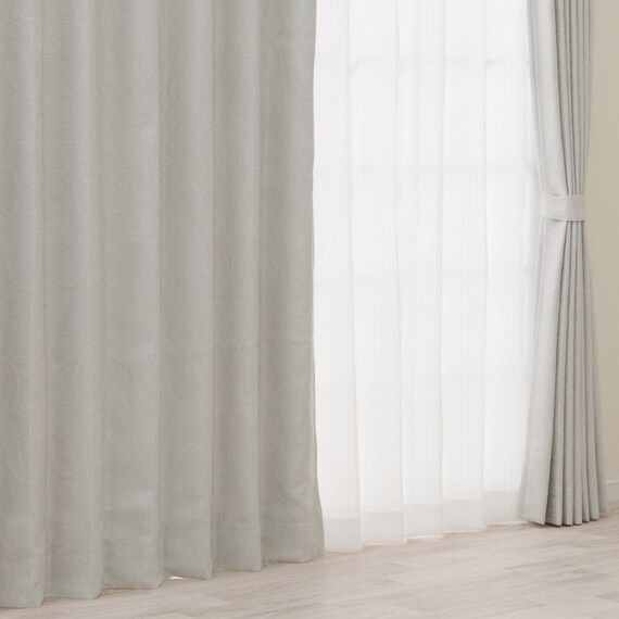 裏地付き遮光2級・遮熱ジャカードカーテン(RK281 ホワイト 100X110X2) 1枚目画像