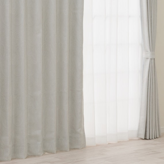 裏地付き遮光2級・遮熱ジャカードカーテン(RK281 ホワイト 100X110X2) 1枚目画像