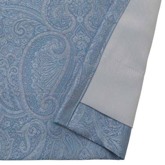 裏地付き遮光1級・遮熱ジャカードカーテン(RK281 ブルー 100X110X2) 4枚目画像