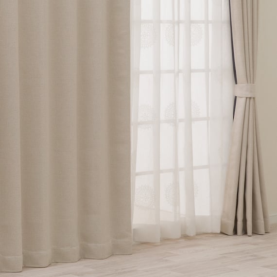 遮光2級・遮熱ジャカードカーテン(PK288 ベージュ 100X110X2) 1枚目画像