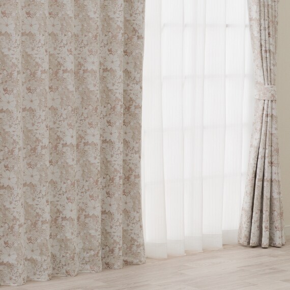 裏地付き遮光2級・遮熱ジャカードカーテン(PK300 ローズ 100X110X2) 1枚目画像