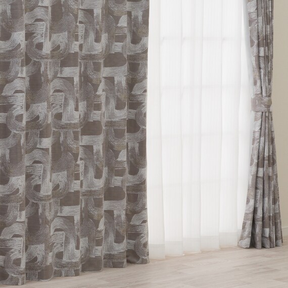 裏地付き遮光1級・遮熱ジャカードカーテン(PK303 グレー 100X110X2) 1枚目画像