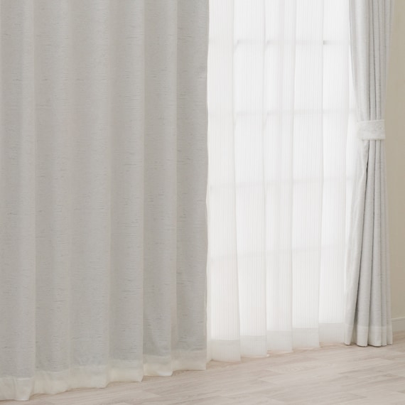 裏地付き遮光3級・遮熱ジャカードカーテン(PK301 ホワイト 100X110X2) 1枚目画像