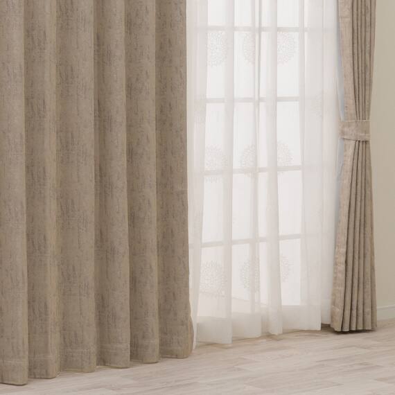 裏地付き遮光2級・遮熱ジャカードカーテン(PK318 ベージュ 100X110X2) 1枚目画像