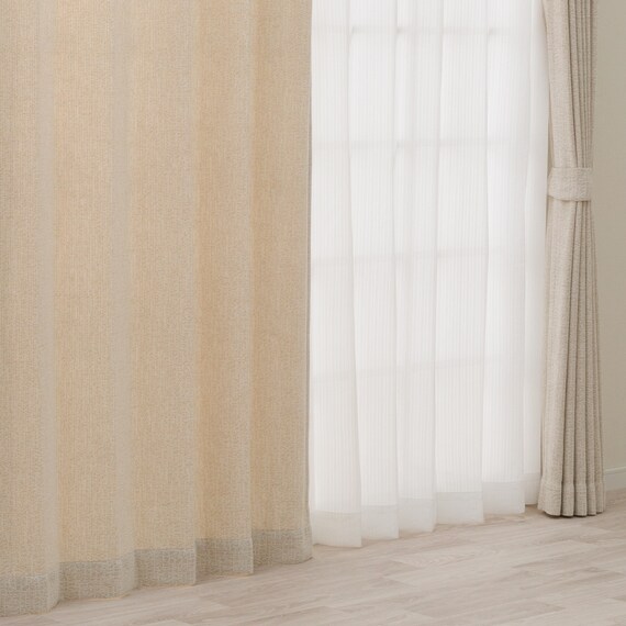 暗くなりすぎない非遮光カーテン(RD143 ベージュ 100X110X2) 1枚目画像