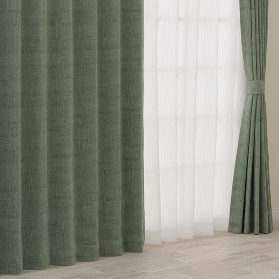 遮光2級・遮熱カーテン(RD147 グリーン 100X110X2) 1枚目画像