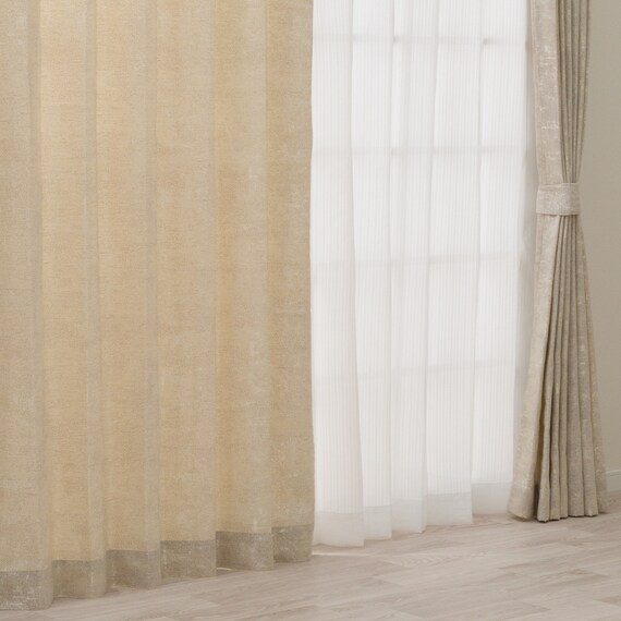 暗くなりすぎない非遮光カーテン(RD156 ベージュ 100X110X2) 1枚目画像