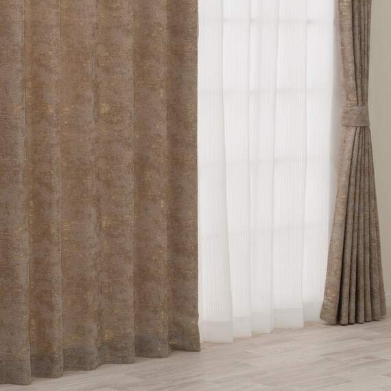 暗くなりすぎない非遮光カーテン(RD156 ブラウン 100X110X2) 1枚目画像