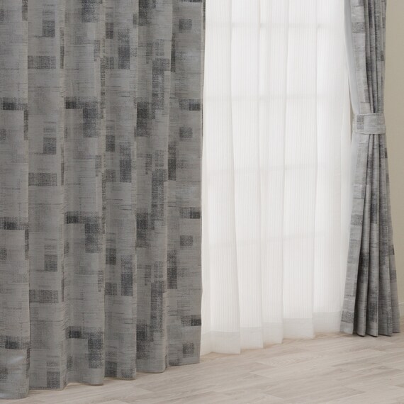 裏地付き遮光2級・遮熱カーテン(RD169 グレー 100X110X2) 1枚目画像