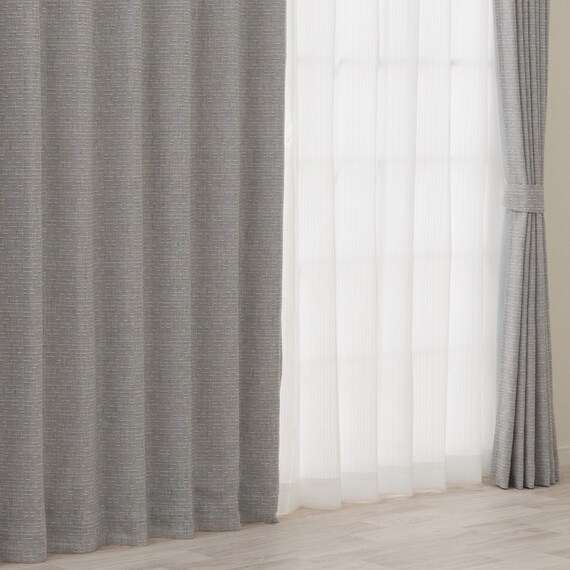 裏地付き遮光3級・遮熱カーテン(RD174 グレー 100X110X2) 1枚目画像