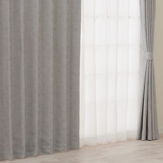 裏地付き遮光2級・遮熱カーテン(RD179 グレー 100X110X2) 1枚目画像