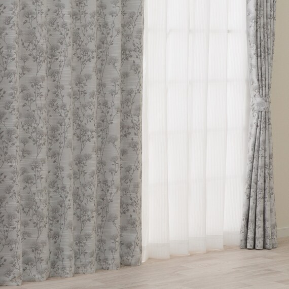 裏地付き遮光2級・遮熱カーテン(RD181 グレー 100X110X2) 1枚目画像