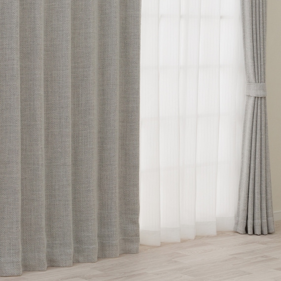 裏地付き遮光2級・遮熱カーテン(RD195 グレー 100X110X2) 1枚目画像