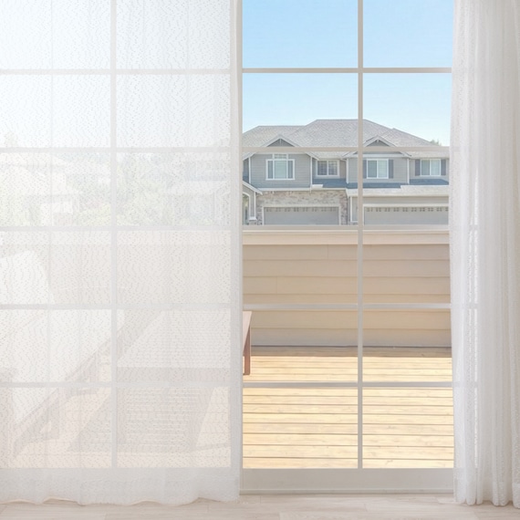 デザインレースカーテン(RL216 ホワイト 100X108X2) 2枚目画像