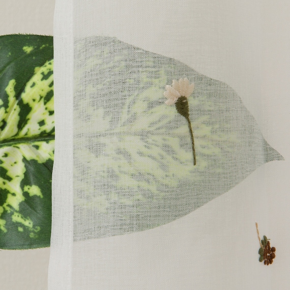 デザインレースカーテン(RL217 ベージュ 100X108X2) 6枚目画像