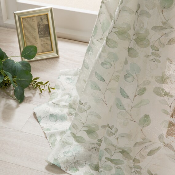 デザインレースカーテン(RL222 グリーン 100X108X2) 1枚目画像