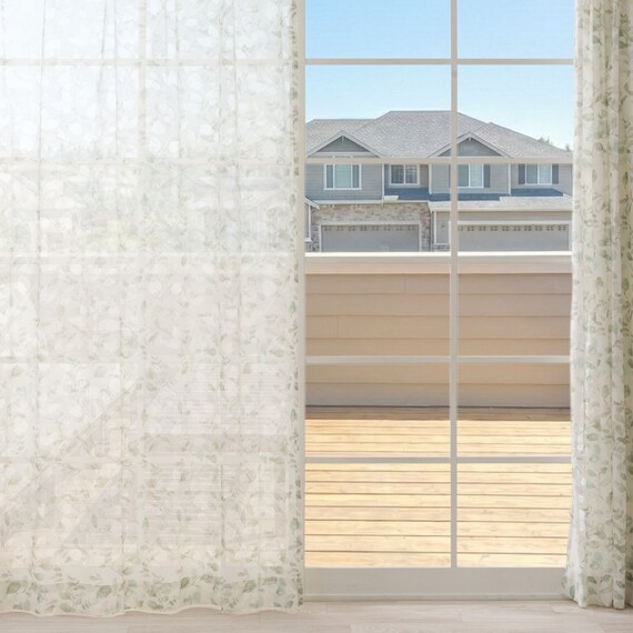 デザインレースカーテン(RL222 グリーン 100X108X2) 2枚目画像