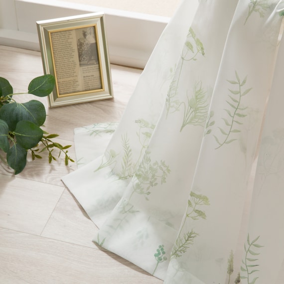 デザインレースカーテン(RL229 グリーン 100X108X2) 1枚目画像