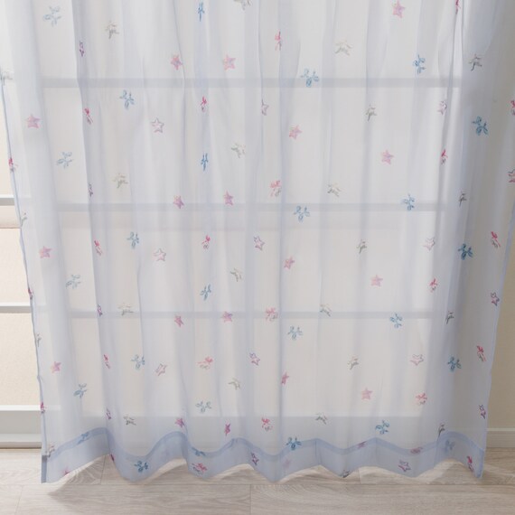 デザインレースカーテン(RL231 ブルー 100X108X2) 8枚目画像