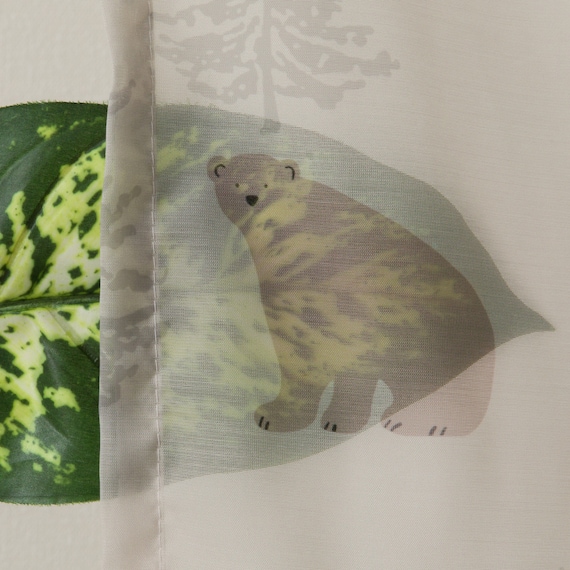 デザインレースカーテン(RL234 ベージュ 100X108X2) 6枚目画像