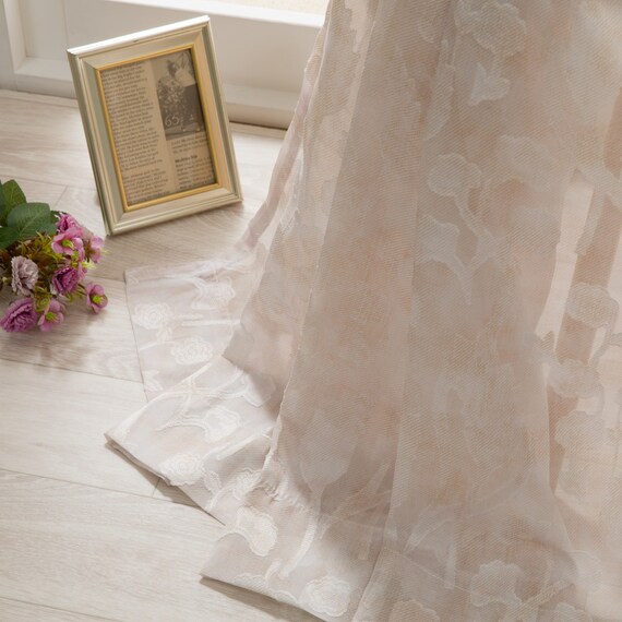 デザインレースカーテン(RL235 ベージュ 100X108X2) 1枚目画像