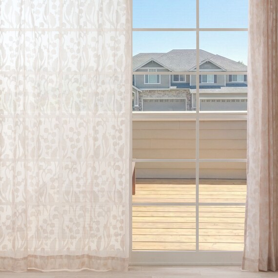 デザインレースカーテン(RL235 ベージュ 100X108X2) 2枚目画像