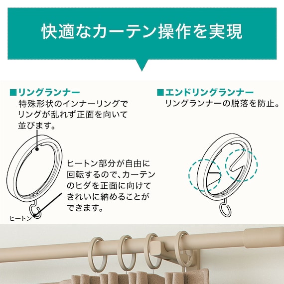 オーダーカーテンレール(NTモノブレンド16 Aセット ブラウン シングル1.20m) 4枚目画像