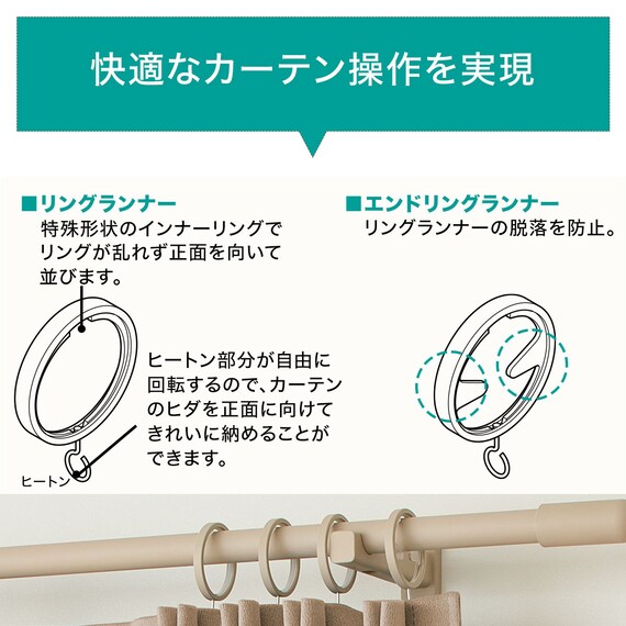 オーダーカーテンレール(NTモノブレンド16 Aセット ブルーグレー シングル1.20m) 5枚目画像