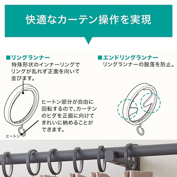 オーダーカーテンレール(NTモノ Aセット ダークグレー シングル1.20m) 4枚目画像
