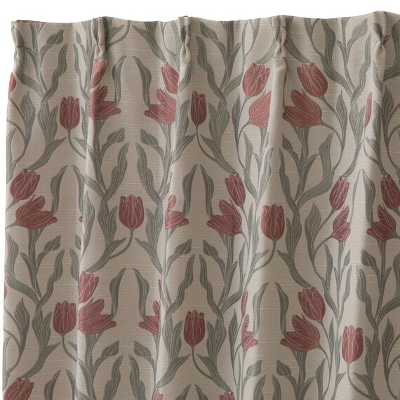 裏地付き遮光2級・遮熱ジャカードカーテン(PK321 レッド 100X110X2) 3枚目画像