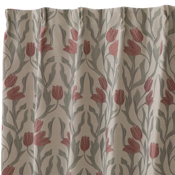 裏地付き遮光2級・遮熱ジャカードカーテン(PK321 レッド 100X110X2) 3枚目画像