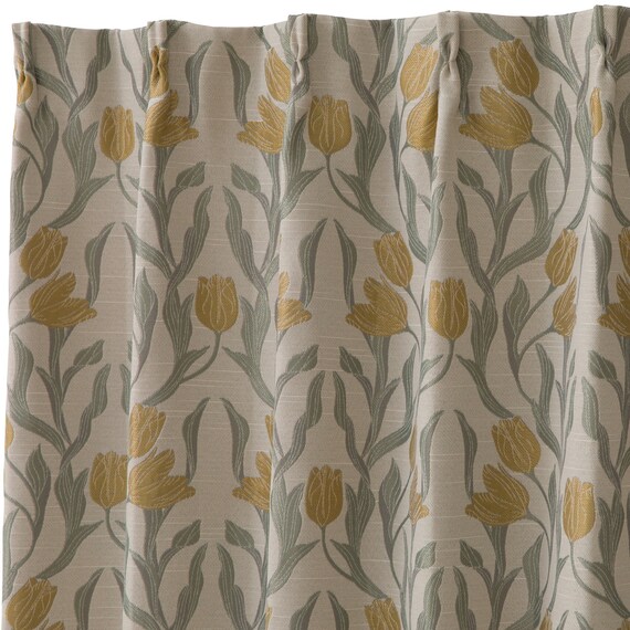 裏地付き遮光2級・遮熱ジャカードカーテン(PK321 イエロー 100X110X2) 3枚目画像