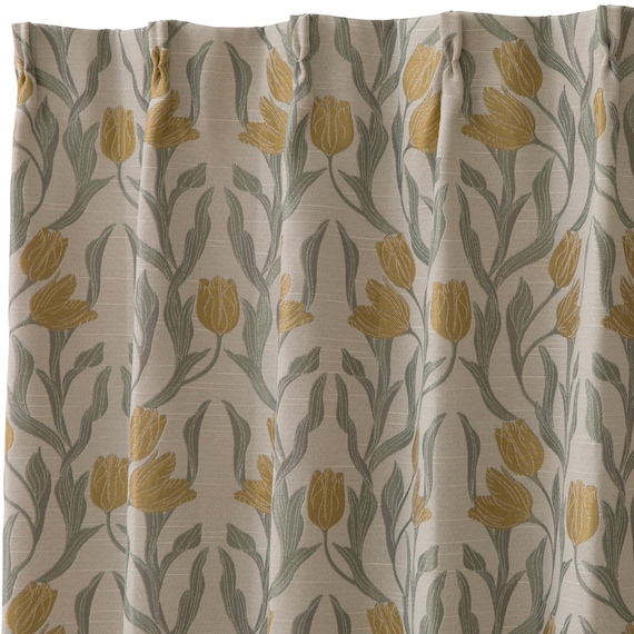 裏地付き遮光2級・遮熱ジャカードカーテン(PK321 イエロー 100X110X2) 3枚目画像