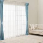 遮光2級・遮熱カーテン&ミラーレース4枚セット(RP020 ブルー 100X110X4) 3枚目画像