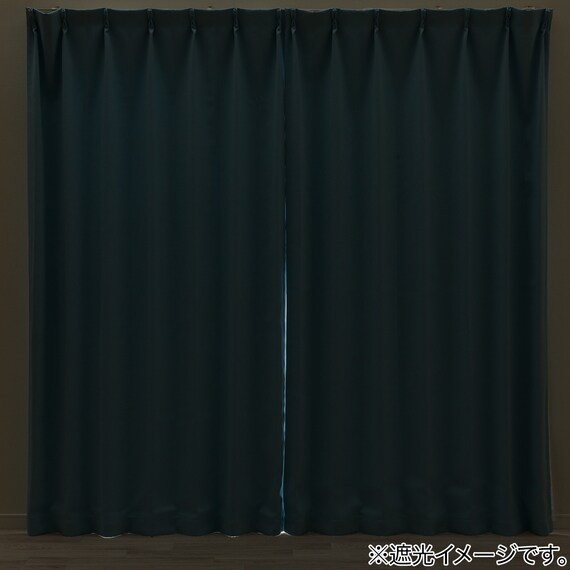 遮光2級・遮熱カーテン&ミラーレース4枚セット(RP020 ブルー 100X110X4) 10枚目画像
