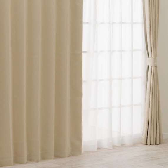 遮光2級・遮熱カーテン&ミラーレース4枚セット(RP020 ベージュ 100X110X4) 1枚目画像