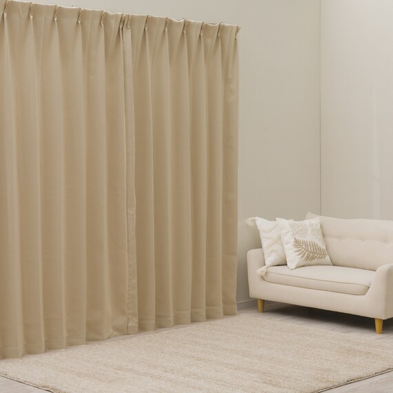 遮光2級・遮熱カーテン&ミラーレース4枚セット(RP020 ベージュ 100X110X4) 2枚目画像