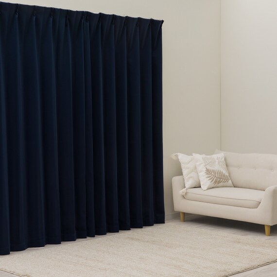 遮光1級・遮熱カーテン&ミラーレース4枚セット(RP020 ネイビー 100X110X4) 2枚目画像