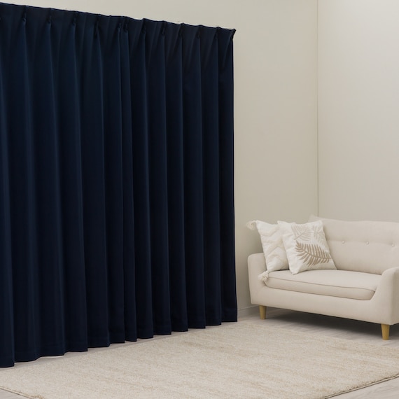 遮光1級・遮熱カーテン&ミラーレース4枚セット(RP020 ネイビー 100X110X4) 2枚目画像