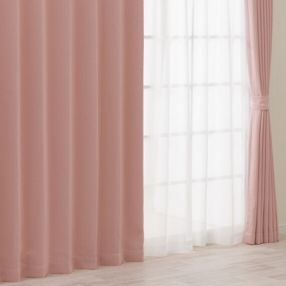 遮光2級・遮熱カーテン&ミラーレース4枚セット(RP020 ローズ 100X110X4) 1枚目画像